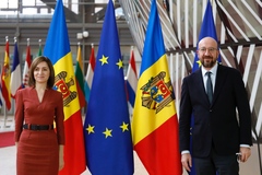 Charles Michel met de president van Moldavie Maia Sandu